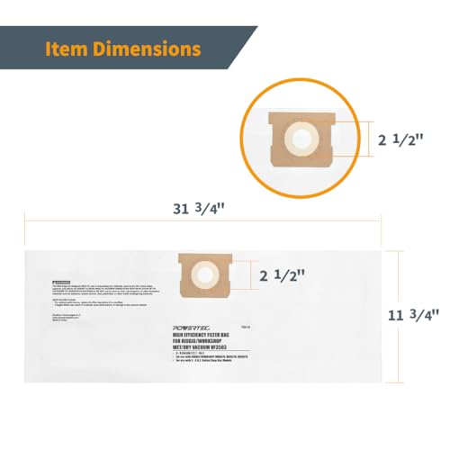 POWERTEC Sacos de aspirador de pó PRO 75097, pacote com 4, 2 para detritos de poeira seca e 2 para c