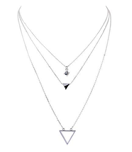 Preisvergleich Produktbild SIX Damen Halskette, Gliederkette, Dreickeck, Strassstein, Layering Look, Silber (779-679)