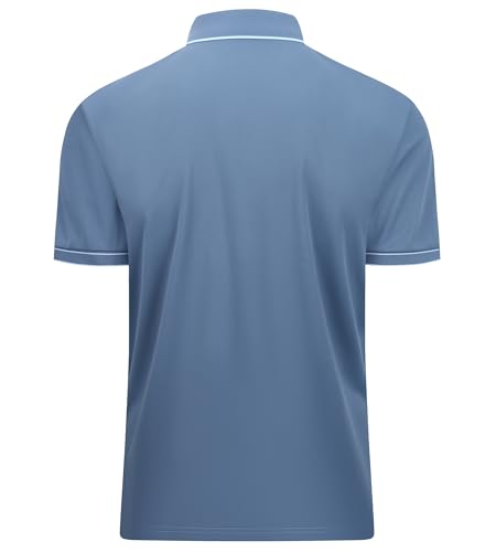 Alex Vando Mens Zipper Golf Shirt Moisture Wicking Zip Up Solid Fashion Polo Shirts