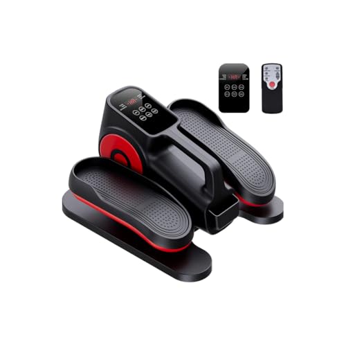 DUPI Mini Elíptica Pedales Eléctricos Portátil | Ejercitador para Personas Mayores | Pantalla LCD | Control Remoto | Pedales Antideslizantes, Compacto, Metal (Rojo)
