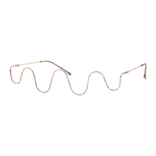Naimo Half Frame Sparkling Crystal Sunglasses UV Protection Rhinestone Sunglasses Without Lens