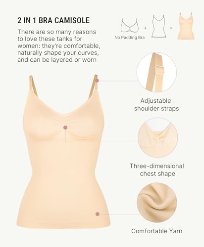 Image of FeelinGirl Womens Tank Top Shapewear Tummy Control Tops Slimming Cami Tank Seamless Compression V Neck Camisole