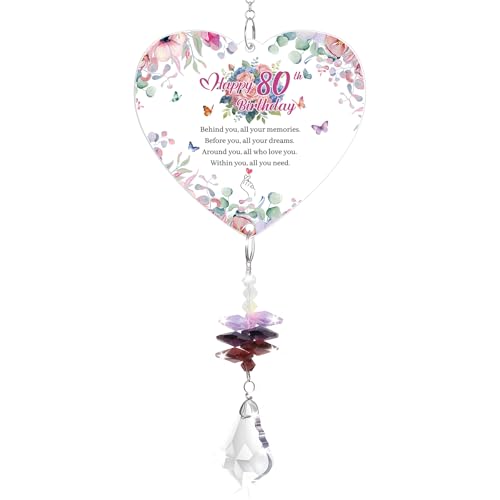 80th Birthday Gifts For Women Crystal Suncatcher 80th Birthday Gifts For Mum Her Gifts For 80 Year Old Woman Present For Mum Auntie Grandma Wife Friends Teacher