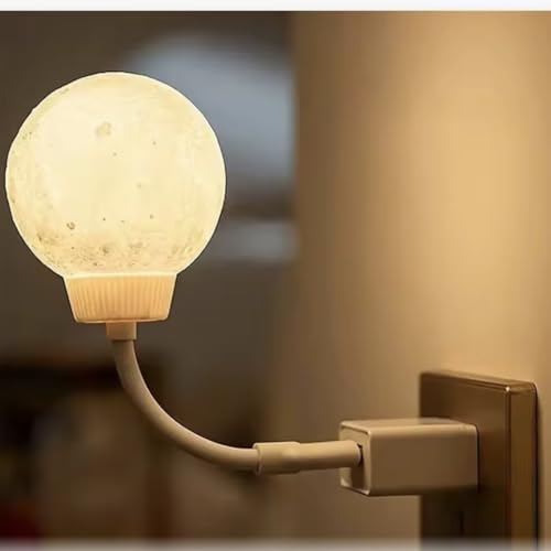 One94Store USB Plug-in LED Moon Night Light Lamp – 3D Moon Lamp with Warm White Glow for...