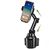 [Upgraded] Cup Phone Holder for Car, EOCAHO Universal [No Shaking] Cup Holder Phone Mount with Expandable Base for Car Truck, Adjustable Cell Phone Holder Car,Compatible with iPhone Samsung All Phones