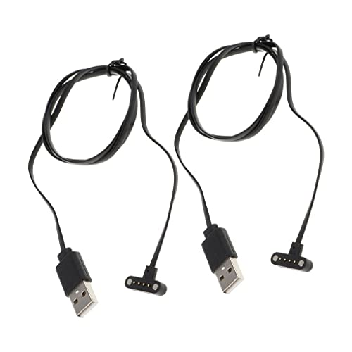 Prettyia 2 Pack Smart Watch Charger Cable 4 Pins Magnetic Suction Charger Adsorption Charging Cable for Smartwatch