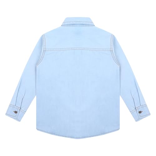 Image of superminis Boy's Full Sleeves Denim Relaxed Fit Shirt With Collared Neck