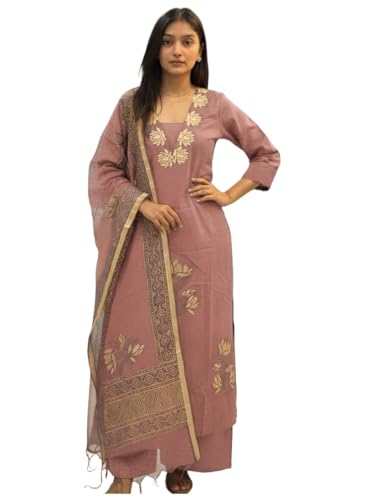 Image of ANNI Designer Women's Rayon Viscose Straight fit Printed Embroidered Kurta with Pant & Dupatta | Ethnic Kurta Set for Women | Daily, Office & Festive Traditional