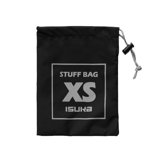 ???(Isuka) Waterproof Coated Nylon Stuff Bag, Black, 19.5X15cm
