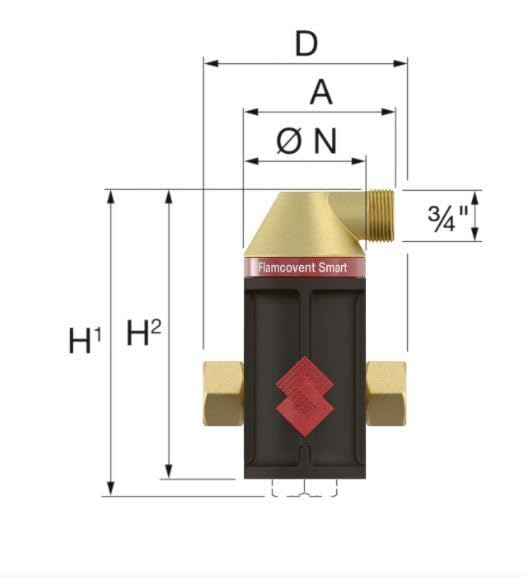 Flamco Luftabscheider - Schlammabscheider - Magnetitabscheider Druck bis zu 10 Bar - Heizung Automatische Entlüftung - Temperatur bis zu 120°C - Größe 1 1/4” (30004)