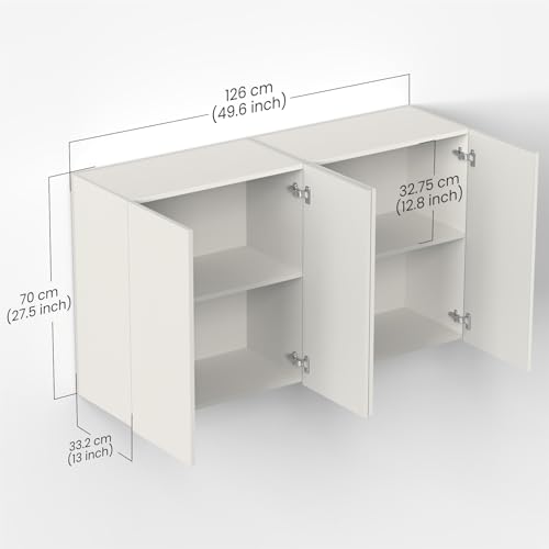 Image of BLUEWUD Opryt Engineered Wood Two Kitchen Cabinet Rack, Wall Mounted Crockery Storage Cabinet Unit for Kitchen Utensils, Jars, Spices, Modular Cupboard for Home & Kitchen DIY (White) (Set of Two)