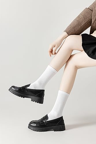 ACCFOD Womens Crew Socks Thin Cotton Long Socks Arch Support Casual Workout High Socks 5 Pairs3