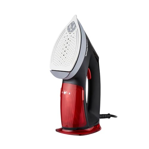 Morphy Richards Turbo Steam 2-in-1 Garment Steamer & Travel Iron, Eco & Boost Mode, 35g Output, Vertical & Horizontal,Curtains, Upholstery, Bedding, Kills Bacteria & Odours,1800W, Red/Black,361001