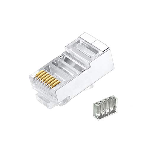 50 Pcs Cat6 RJ45 Connectors, 2-Piece Metal Shielded RJ45 Ends FTP 8P8C Modular Network Plug Connector, Cat6-2/FTP, 50 Pcs/Pack