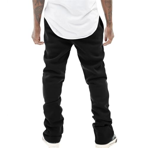 Mens Sweatpants Flare Stacked Joggers Open Bottom Track Pants Elastic Drawstring Waist Bell Bottoms Workout Trousers3