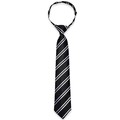 Image of Barry.Wang Boys Ties School Pre-Tied Kids Necktie Handkerchief Clip Set Uniforms Child Ties for 8-14 Years Wedding Party