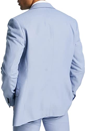 Mens 2 Piece Blue Slim Fit Suit Set 2 Button Grooms Wedding Dress Tux and Trousers3