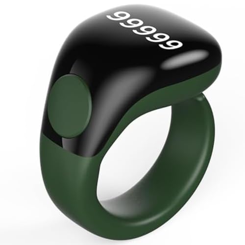 Image of Smart Tasbih Zikr Ring,Adjustable(18 /20 /22mm) Muslim Digital Azan Alarm Clock Counter,APP Support Digital Counter Prayer Reminder Rings, Waterproof 5 Digit Finger Counter for Muslims(Green)