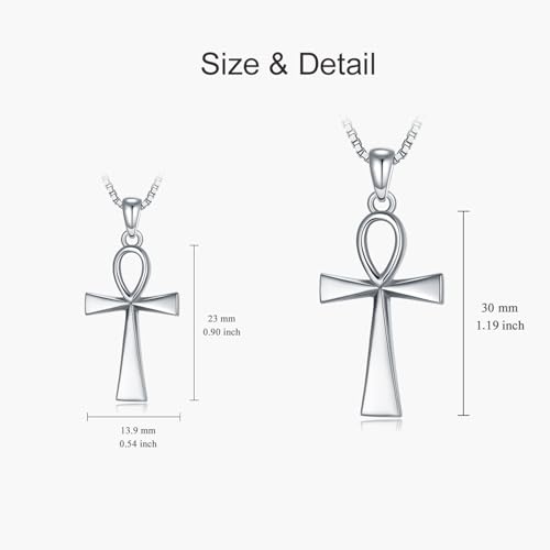 Sterling Silver Ankh Cross Pendant Necklace - Ankh Pendant Jewelry Gift for Women2