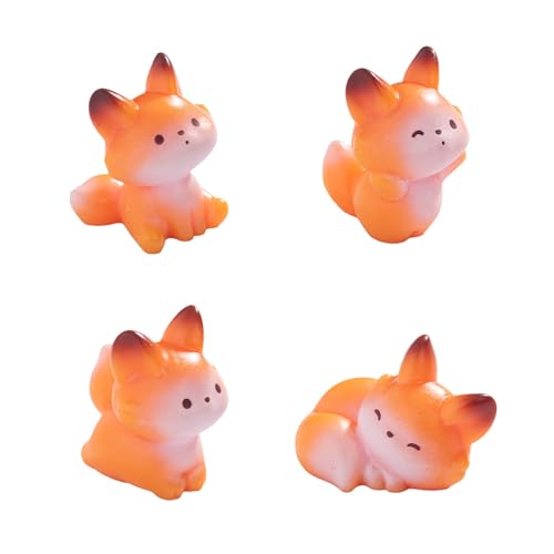 KAHDGSS Statua Volpi in Resina Figure Giocattoli Educativi Figurine da Giardino in Miniatura Toppers per Torte Ornamenti per Micropaesaggi Regalo Figure in Resina