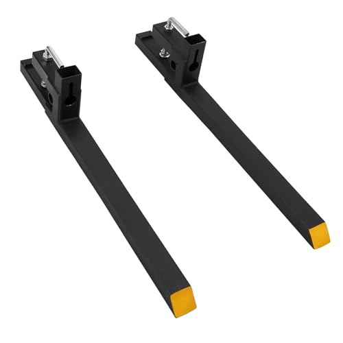 43" 2500lbs Clamp on Pallet Forks Heavy Duty Tractor Forks Quick Attach Bucket with no Adjustable Stabilizer Bar Quick Attach Pallet Fork for Bucket Tractor Loader Skid Steer
