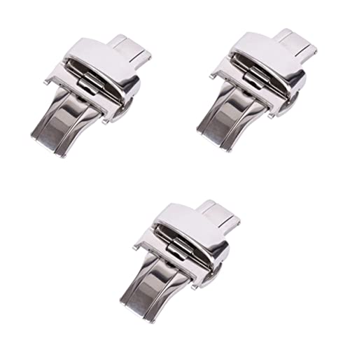 Boucle de montre en acier inoxydable rechange fermoir bouton-poussoir silicone cuir