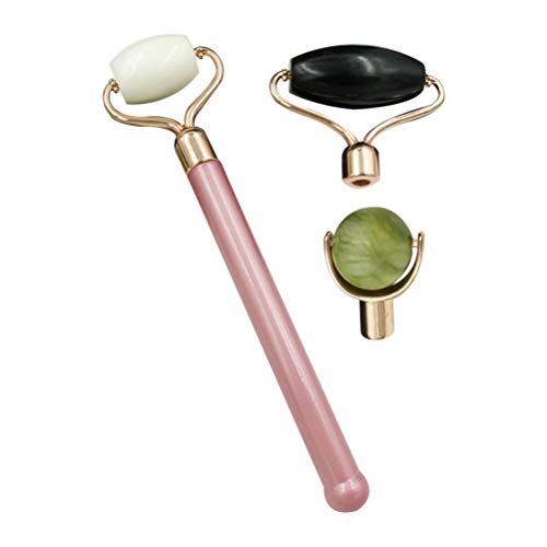PIXNOR Rolo de Jade Natural Facial Pedra de Jade Quartzo Facial Rolo de Quartzo Jade Massager Ferram