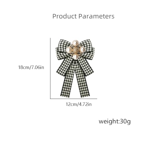 Image of Layered Shell Pearl Bow Pre-Tied Brooch for Women Girls Elegant Love Heart Gold Plated Black White Houndstooth Bowknot Tie Brooches Lapel Pins Corsage Collar Ceremony Holiday Dress Accessories