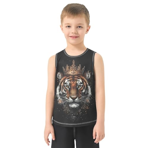 Boys Tank Top Shirts Tiger Crown Animal Sleeveless T-Shirts Crew Neck for Kids Clothing Children2