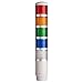 PME-502-RYGBC, Tower Light, 45mm LED 5 Stack, Steady, 24VAC/VDC, Yellow, Green, Blue, Clear Lens