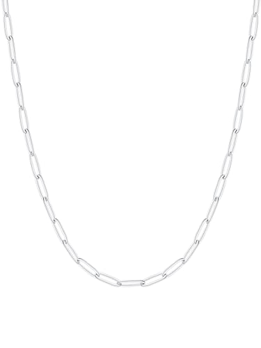 FOCALOOK Collier Trombone Femme Acier Inoxydable 45cm, Chaîne Trombone Fine Argent Homme de 3mm