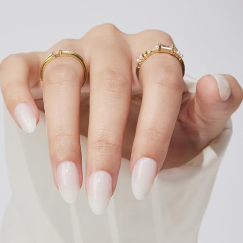 White Press On Nails Almond Short - Findigit White Soft ...