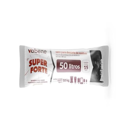 Saco de Lixo Vabene Extra Forte Preto 50L - 15 Sacos, Vabene