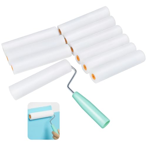 10 Piezas Set de Rodillos de Pintura Pequeños, Juego de Rodillos para Pintar, Rodillos de Espuma para Pinturas, Mini Rodillos para Pintura Pared, Accesorios de Pintura con Mango (160 * 34mm)