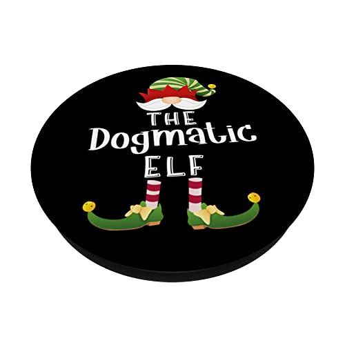 Dogmatic Elf Group Christmas Funny Pajama Party PopSockets Swappable PopGrip, Black - Image 2