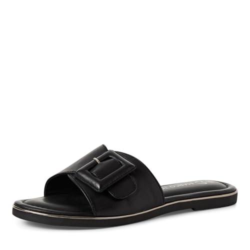 MARCO TOZZI Sandalias de Piel con Hebilla para Mujer, Negro, 39 EU