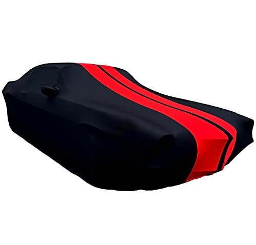 Image of 1967-1981 Camaro Indoor Car Cover Ultraguard Sport Series Stretch Satin - The Ultimate Custom Fit for Classic Chevrolet Camaro (Black with Red Stripes)