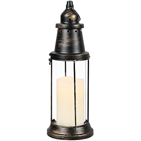 DECORKEY Large Size Candle Lantern Decorative, Brozen Lanterns Decor, Metal Vintage Candle Holder for Outdoor Patio, Wedding Party, Christmas, Fall, Thanksgiving Cover