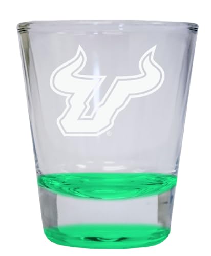 Vaso de shot redondo verde grabado 2 oz South Florida Bulls