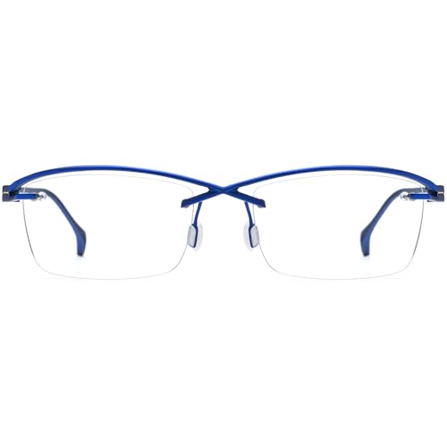 Image of FONEX Pure Titanium Glasses Frame Men Semi Rimless Square Eyeglasses Eyewear DTX416