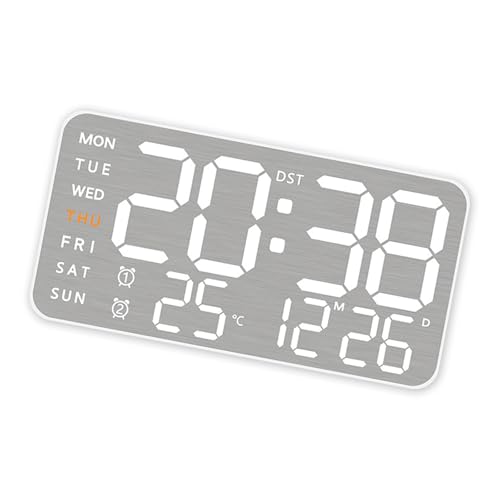 MLWSKKING - Reloj de alarma digital de metal con Snoozes función de visualización ajustable Fecha para uso dormitorio oficina