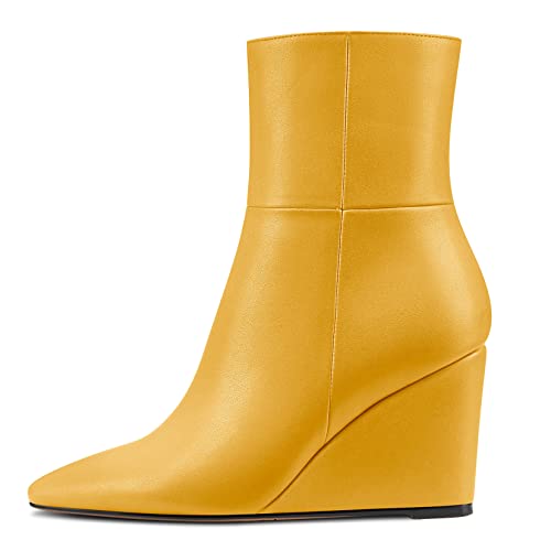 Aachcol Women Ankle Boots Short Bootie Wedge Close Pointed Toe Chunky Block Mid Heel Dress Shoes Matte Zipper 2 Inch2