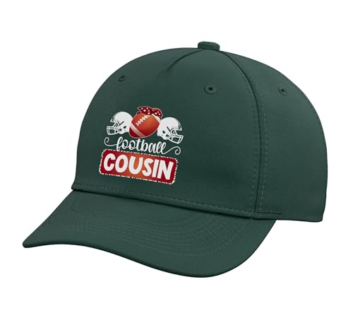 Football Cousin Proud Cousin of A Football Player Cousin Adjustable Printed Baseball Hat, Dark Green