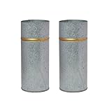 Hosley® Set of 2 Galvanized Vases with Gold Rim Ideal Floral Vases for Farmhouse Kitchen Decor Rustic Elegance and Modern Appeal in One Farmhouse Chic