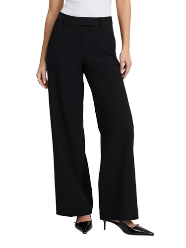 EXPRESS Women's Editor Pants – Mid Rise Relaxed Straight Trouser with  Stretch Fabric and Office-Ready Polished Fit Pitch Black at Amazon Women's  Clothing store