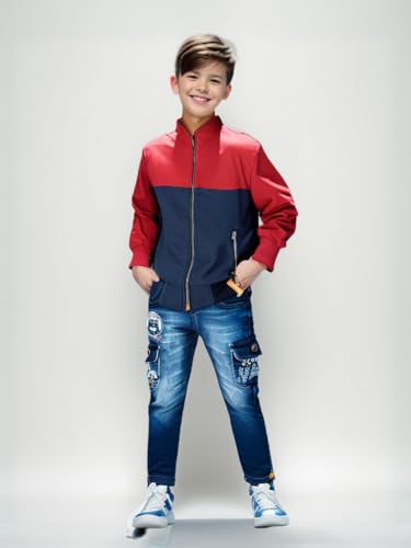Image of HRKK Kids Windcheaters Solid Polyester Blend Jackets for Boys and Girls |