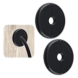 UFURMATE 2Pcs Plastic Round Cable Pass Through Cover Plates, Self-Adhesive Wire Wall Hole Hiders Cable Plates for TV Network/Speakers Cord (Black, 10mm)