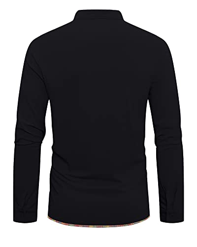 YAOHUOLE Men's Medieval Costume Linen Shirts for Men Renaissance Gothic Victorian Halloween Cosplay Viking Pirate Steampunk Vampire Clothing Black M - Image 3