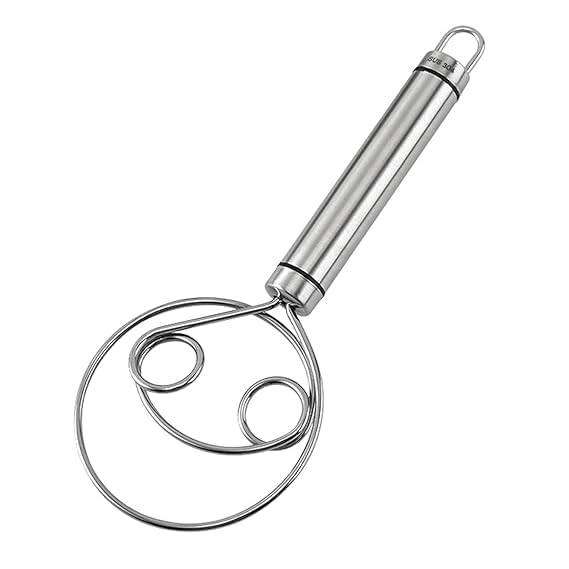 See Ever Dough Whisk Food Grade 304 Stainless Steel Hand xer Bread Whisk 8.5 Inch Danish Whisk Dough Scraper Baking Tool for Bread Pastry or Pizza Dough Silver