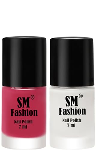 Image of Long Lasting Nail Polish | Nail Paint Combo 7 ml Each) - Set of 2 Dusty Pink-White